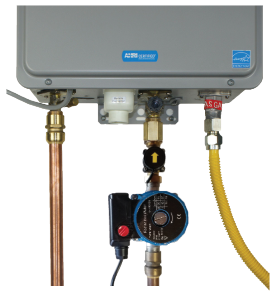 tankless water heater with a hot water circulation pump